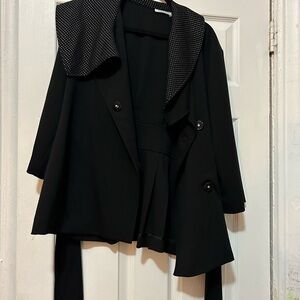 Black light weight layered jacket 
Snap and belted waist